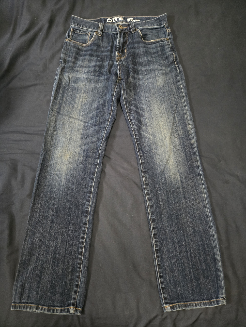 Men's Dark Blue Slim Straight Jeans